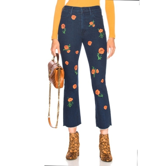 MOTHER Hustler Ankle Fray In Field Of Poppies - Picture 1 of 8